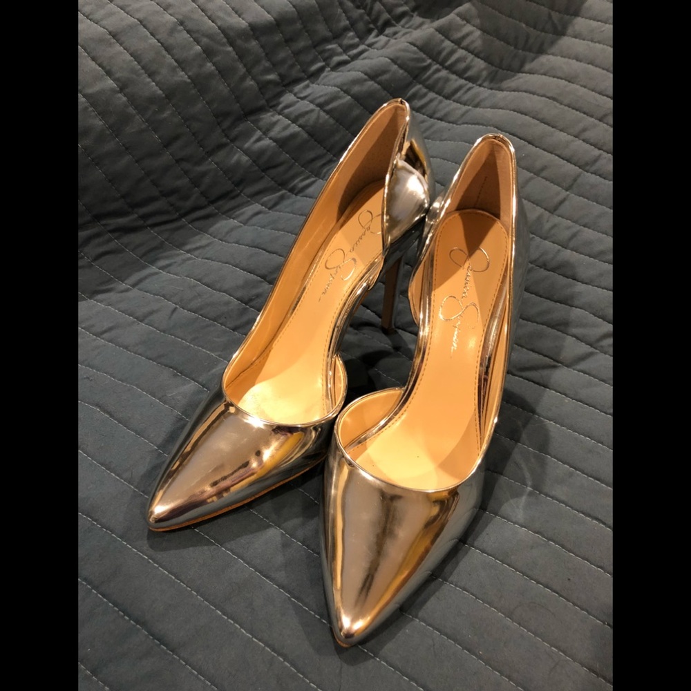 Silver pump heels